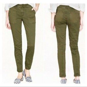 J. Crew- Olive Green Stretch Tapered Leg Cargo Trouser Pant // Black Label